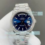 8+ Factory Swiss Copy Rolex Day-Date 36 Gain Weight Blue Face Diamond President Watch 
